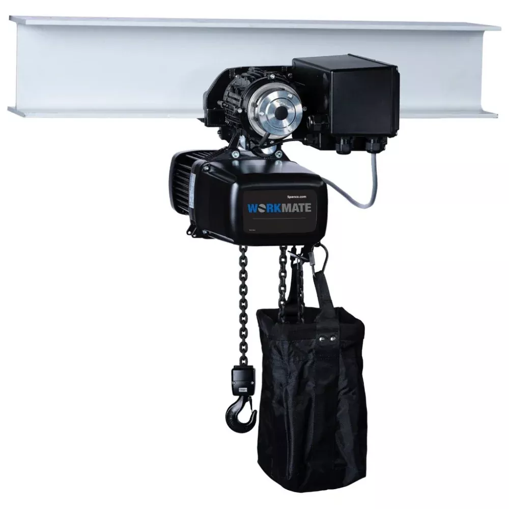 1 ton Electric Chain Hoist – Single Speed 230v Single Phase – Motoized Trolley – Spanco Workmate