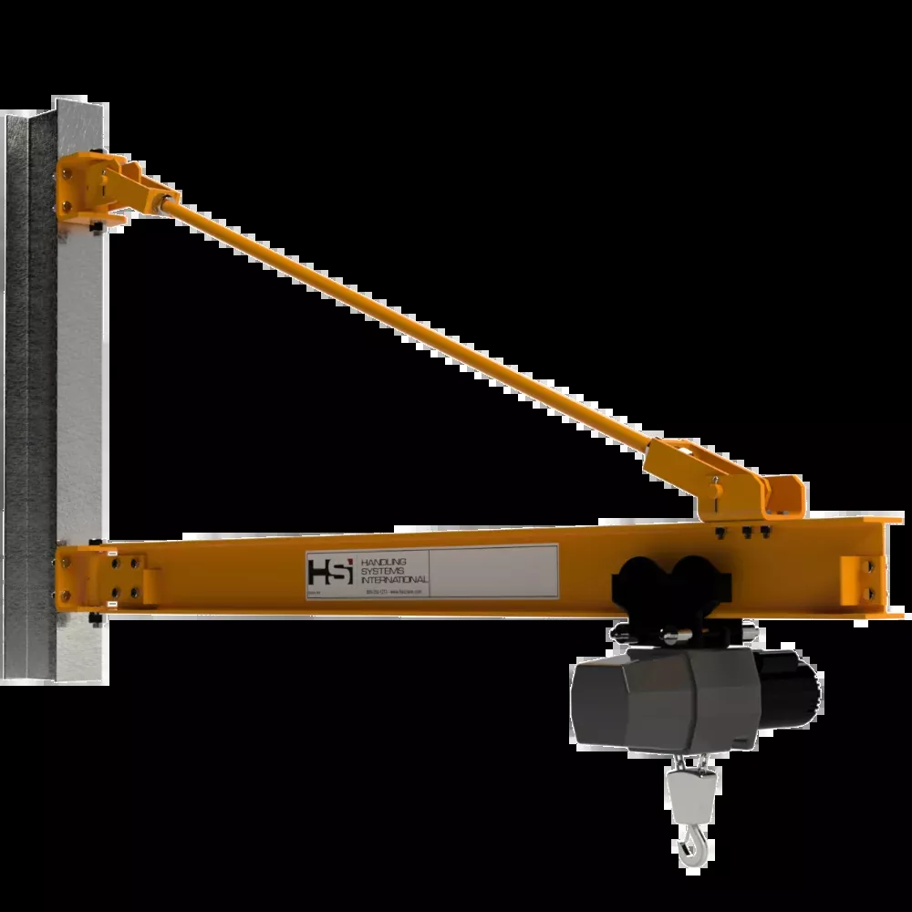 1 ton Jib Crane – 16ft Span – Tie Rod Style Wall/Column Mount