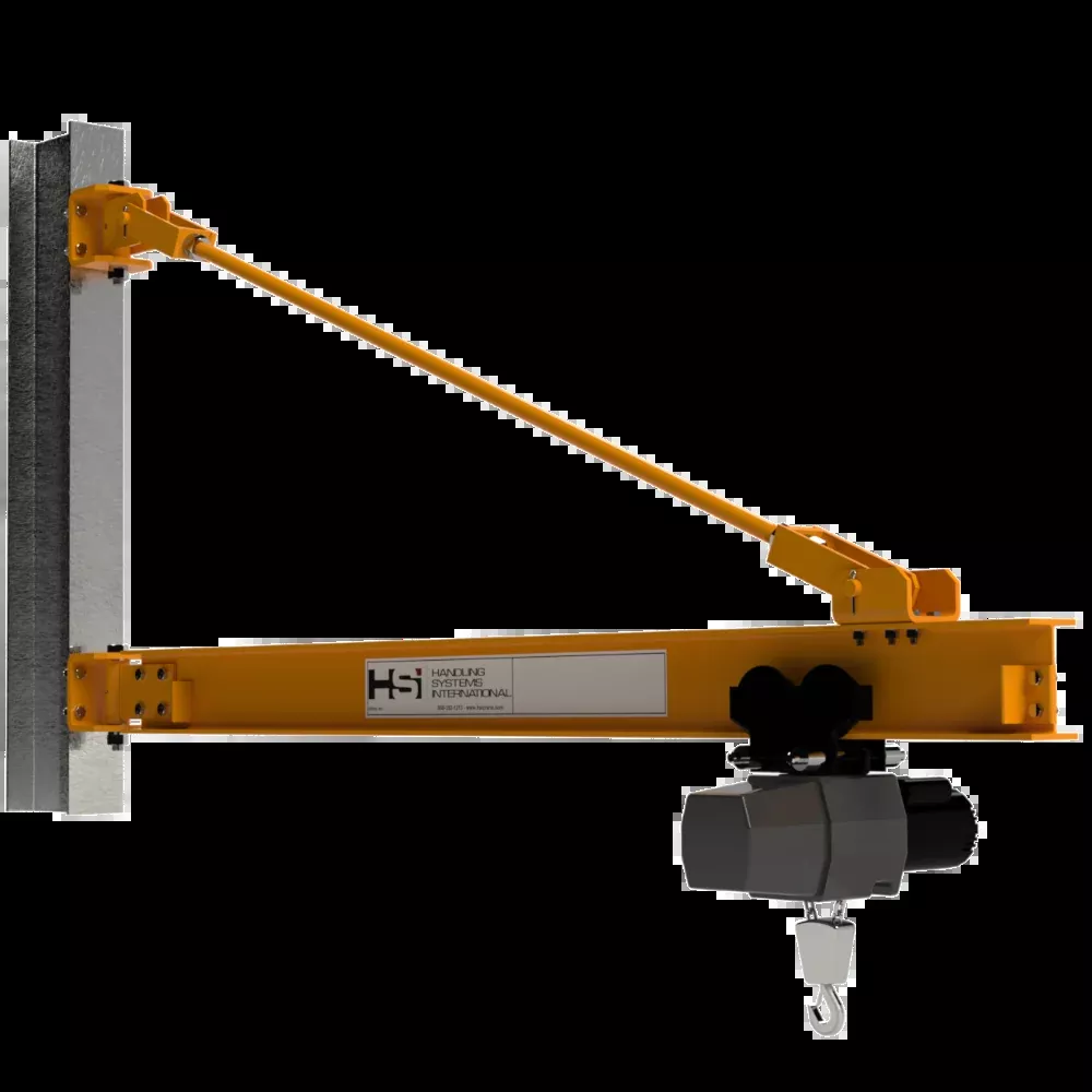 1 ton Jib Crane – 18ft Span – Tie Rod Style Wall/Column Mount