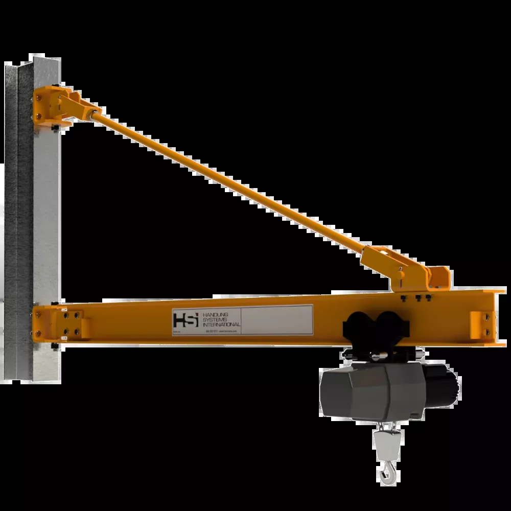 1 ton Jib Crane – 20ft Span – Tie Rod Style Wall/Column Mount
