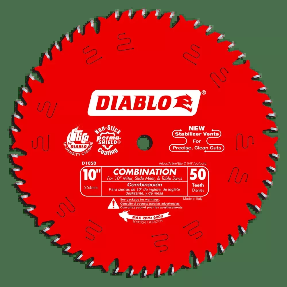 10 in. x 50 Tooth Combination Saw Blade – 6 per Unit