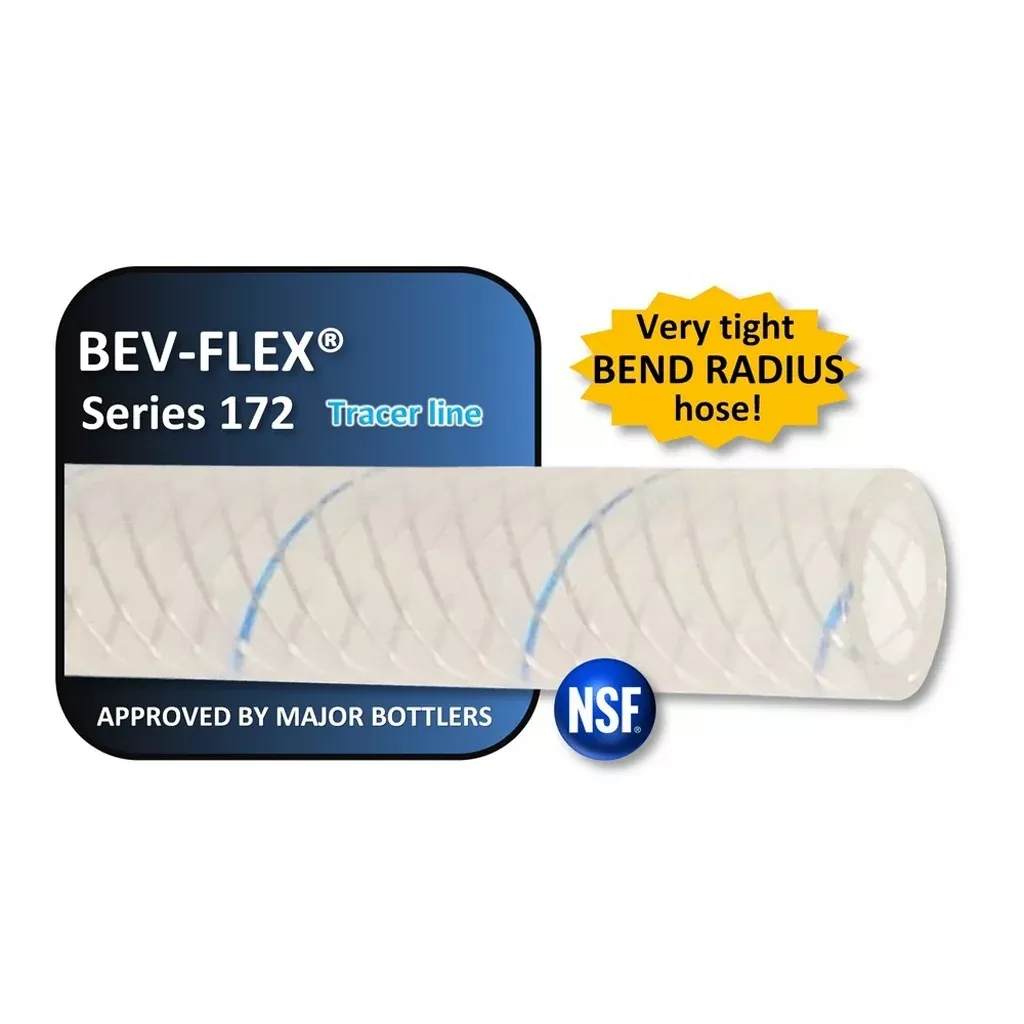 100′ – Bev-Flex Poly Tubing #172 – 3/8″ ID x 5/8″ OD, Blue-Tracer