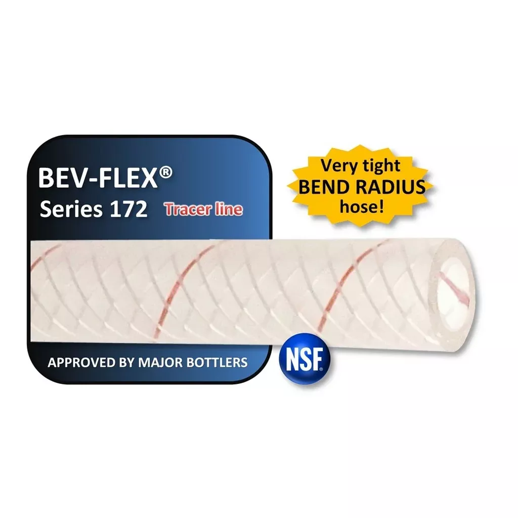 100′ – Bev-Flex Poly Tubing #172 – 3/8″ ID x 5/8″ OD, Red-Tracer