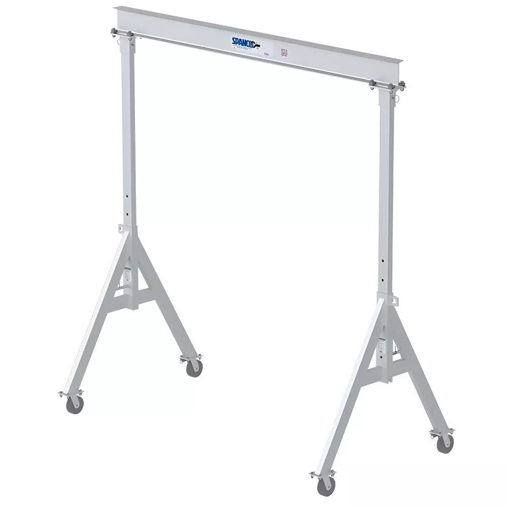 2 ton Aluminum Gantry Crane, 15′-0″ Span,10-4″ Height Under Beam, Adjustable Height