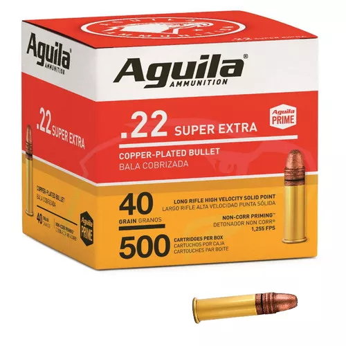 .22 Cal- LR- 40 Grain- Copper Plated Bullet- 500 Rounds- Agulia