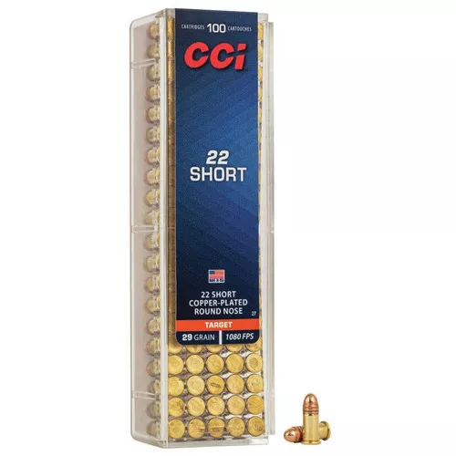 .22 Cal- Short- 29 Grain- Copper Plated Nose- 50 Rounds- CCI