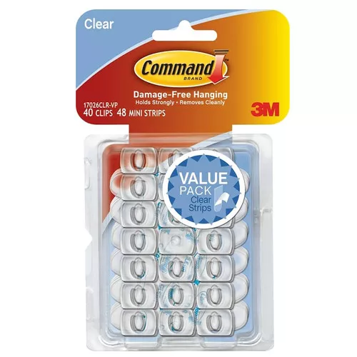 3M- Command- Clear Mini Clips- 40 Pack