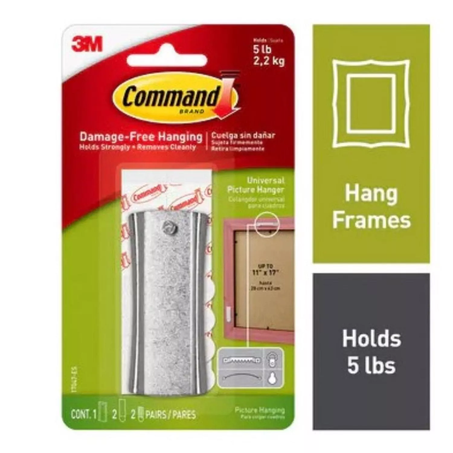 3m Command Plastic Coated White Small Picture Hanger 5 Lb 3 Pk