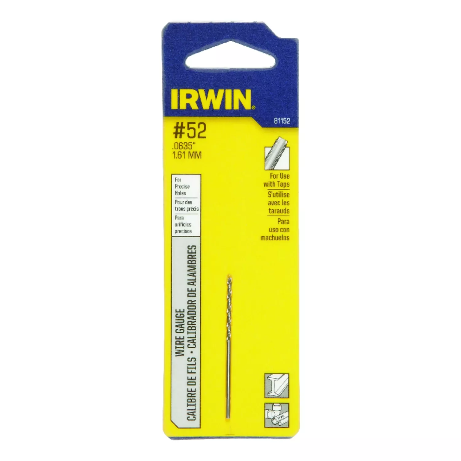 #52 High Speed Steel Wire Gauge Drill Bit, 1-7/8 In. Length, Straight Shank