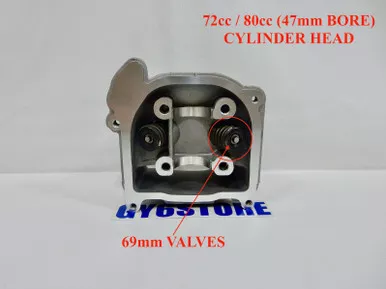 72cc / 80cc (47mm BORE) CYLINDER HEAD *69mm VALVES* FOR QMB139 MOTORS