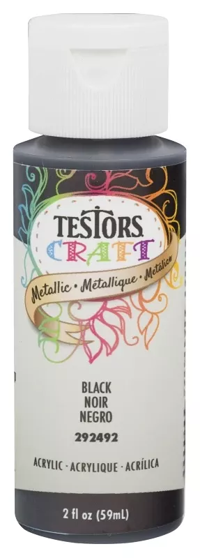 Acrylic Craft Paint, Metallic Black, 2-oz.