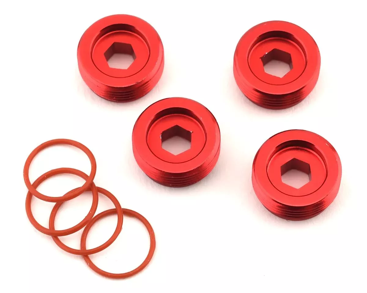 Aluminum Front Hub Nut Red (4) inc O-Rings (ARA320467)
