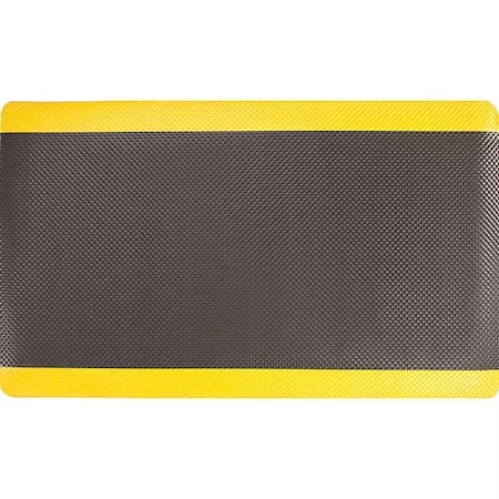 Antifatigue Mat, 3 ft L x 10 ft W, 11/16 in Thickness, Rubberized, Black/Yellow