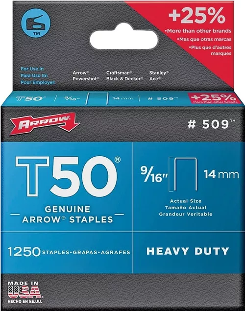 Arrow- T50- 9/16"- Staple- 1250 Pack