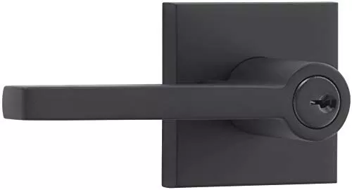 Baldwin ENSQUCSR190 Square Single Cylinder Keyed Entry Door Lever Set with Contemporary Square Rose