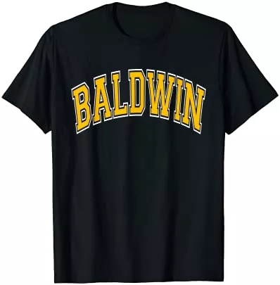 Baldwin NY Varsity Style Amber Text T-Shirt
