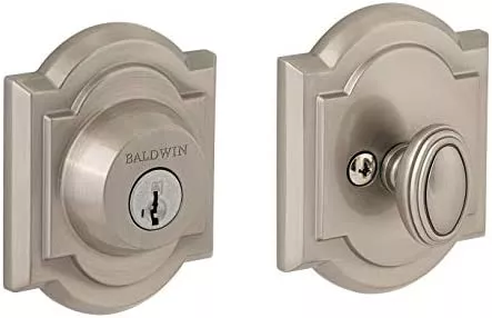 Baldwin Prestige 380 Arched Single Cylinder Deadbolt Featuring SmartKey in Satin Nickel