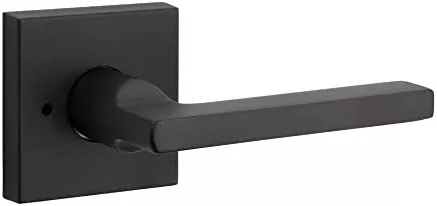 Baldwin PV.SQU.Csr Square Privacy Lever Set with Contemporary Square Rose, Satin Black