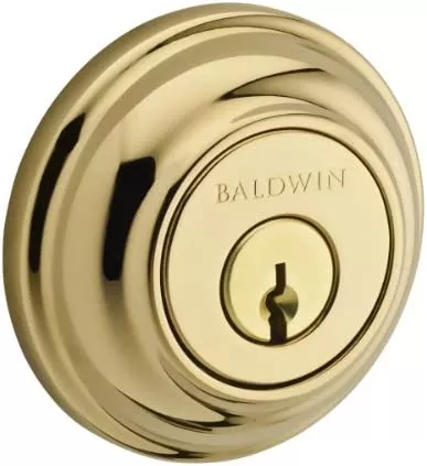 Baldwin Reserve 9BR3850-005 Traditional Round Low Profile Double Cylinder Deadbolt in Polished Brass
