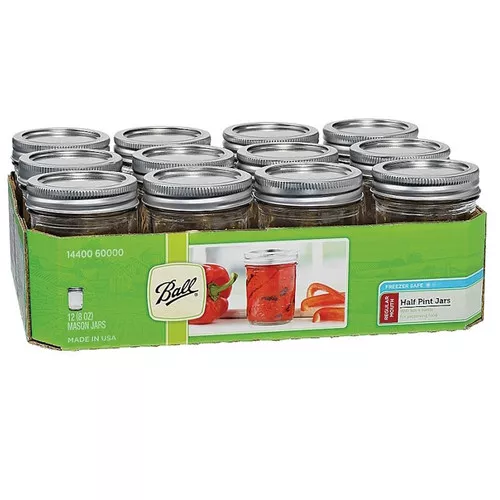 Ball- Canning Jar- 1/2 Pint- Regular Mouth- 12 Pack