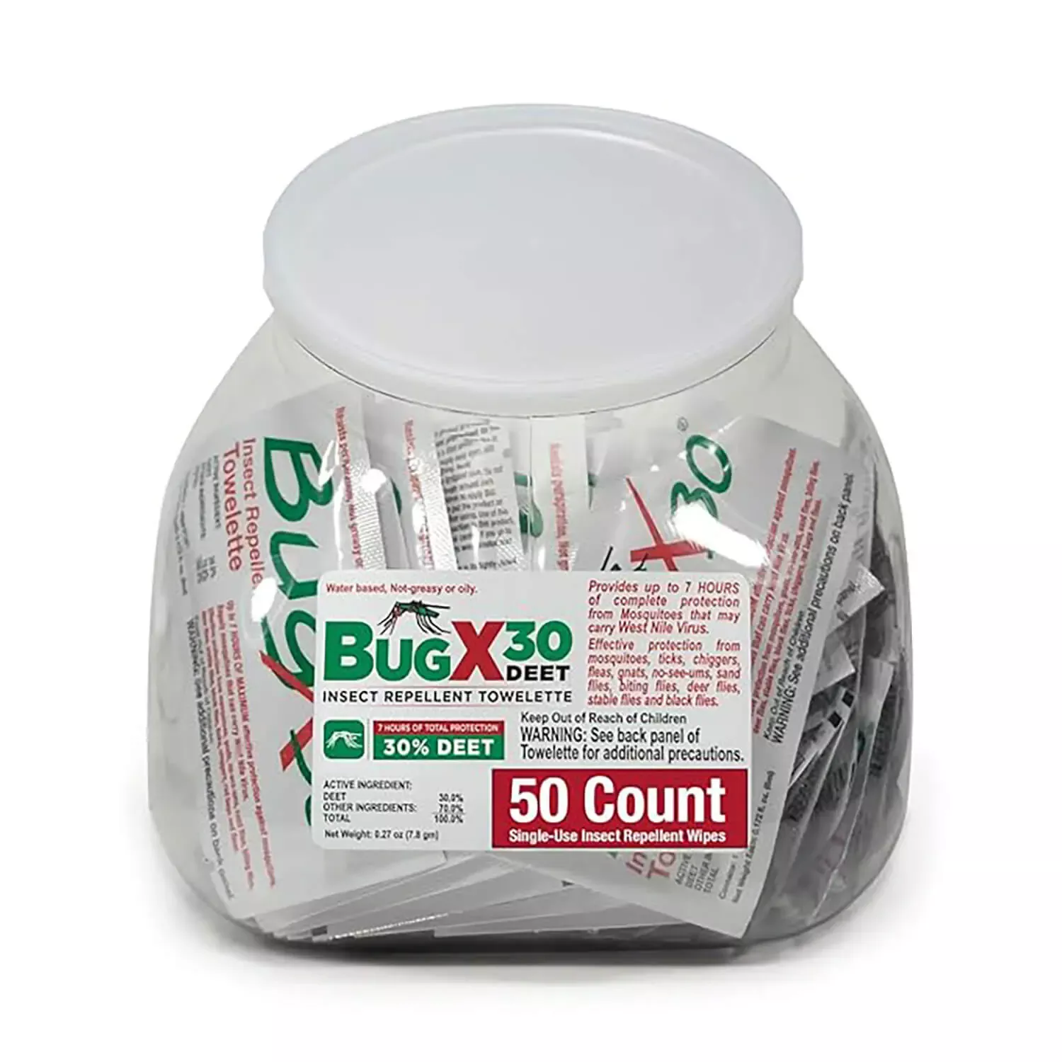 BugX30 Fish Bowl Insect Repellent Wipes, 50/bowl