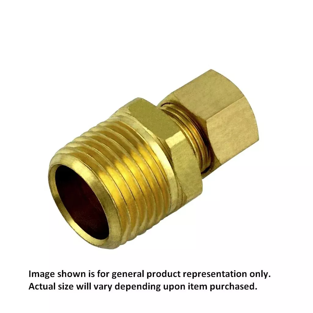 Compression Connector – Heavy-Duty Brass – 3/8″ Compression X 1/2″Male Pipe Thread (MPT)