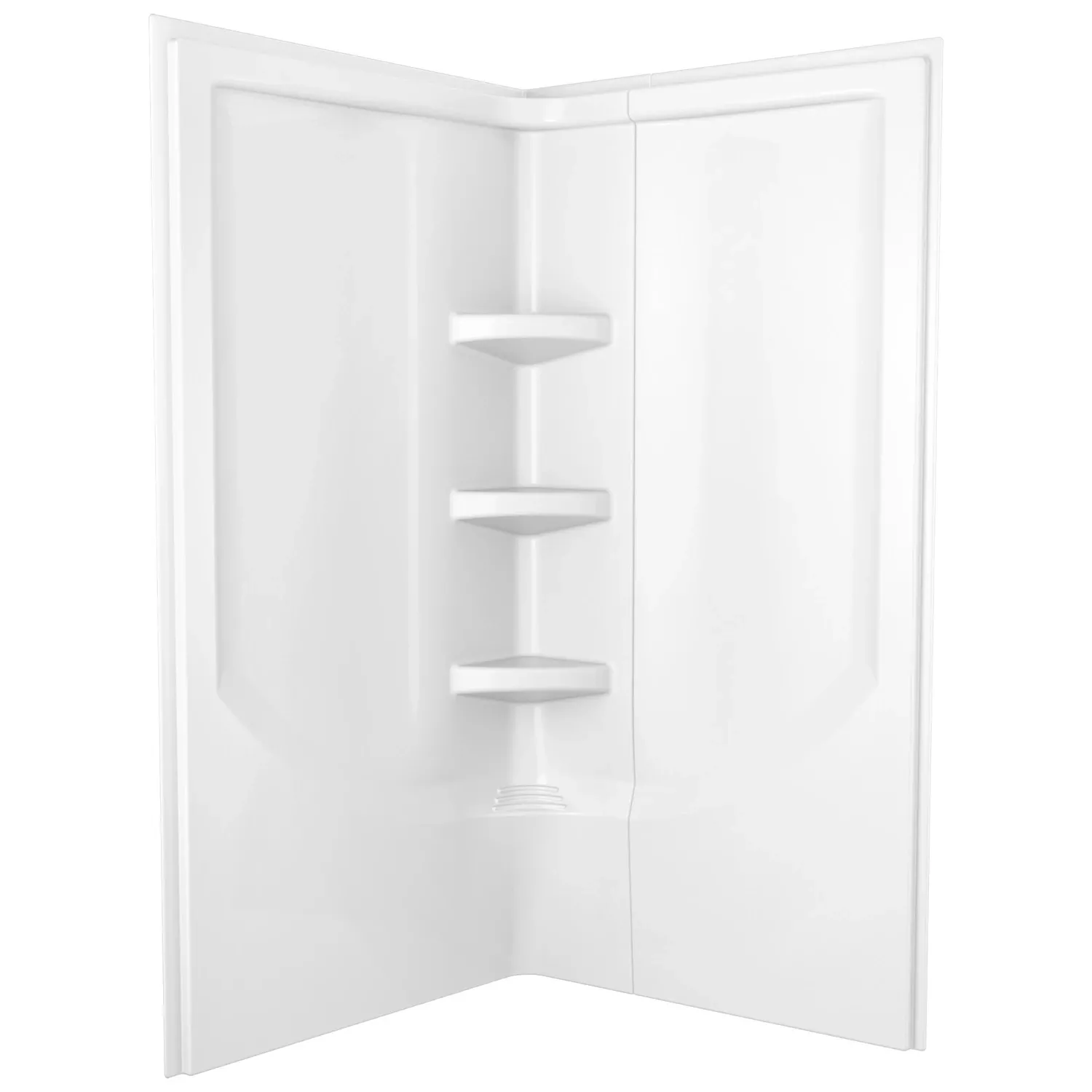 Corner Bathtub Wall Surround, Bright White Gloss, 38 X 73.88-in., 2-pc.