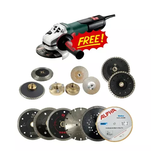 Diamond Blades Bundle + Free Metabo Variable Speed Grinder