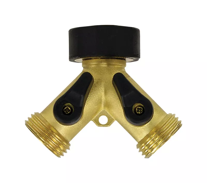 Dual Connector Hose Y Shut Off Valve, Brass
