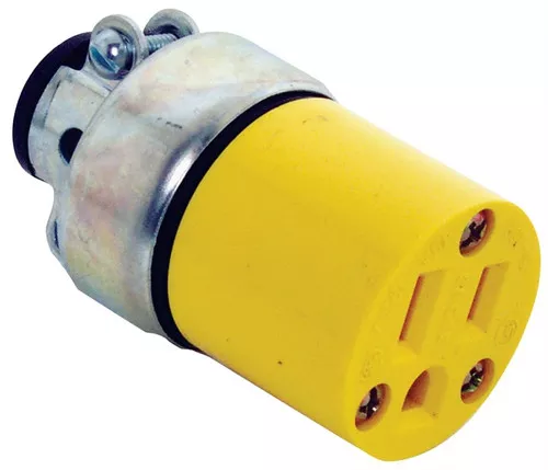 Electrical Cord End- Socket- Gounded- 125 VAC- 15 Amp- Armored