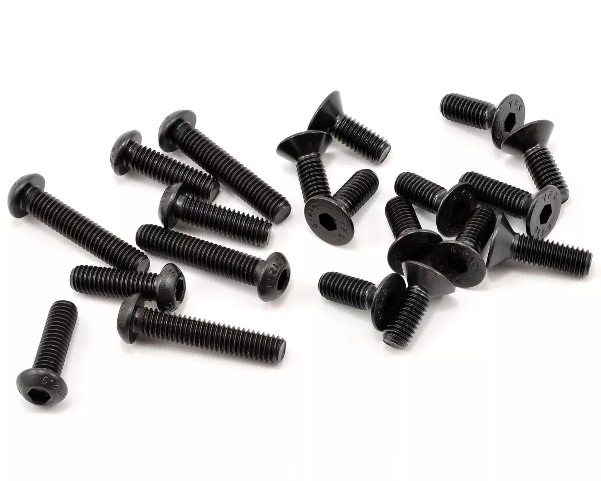 Flathead and Buttonhead Screw Assortment 6mm for 5IVE-T/MINI WRC (20) (LOSB6490)
