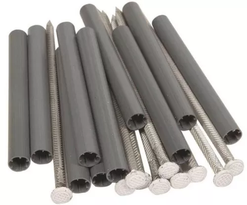 Gutter Spike & Ferrule- White- Aluminum- 5"- 10 Pack