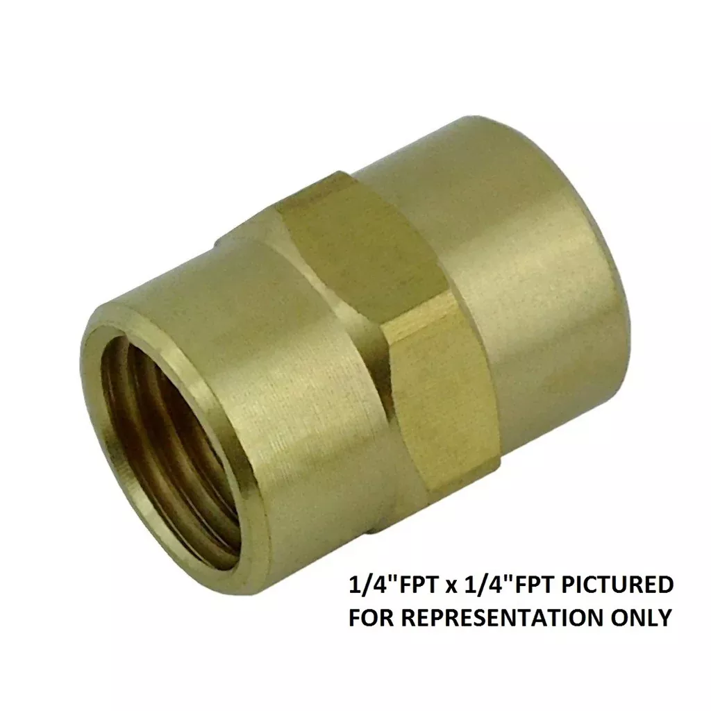 Hex Coupling - Heavy-Duty Brass - 3/8"Female Pipe Thread (FPT) X 3/8"Female Pipe Thread (FPT)
