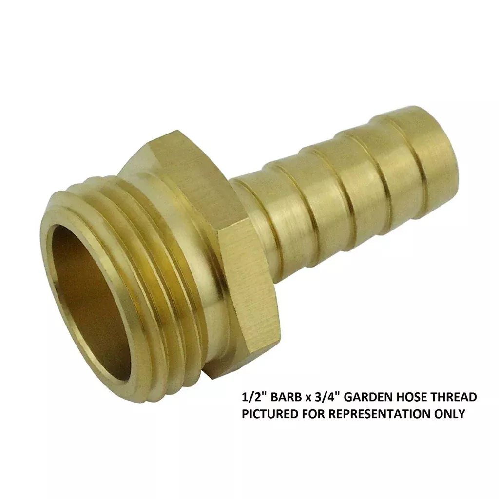 Hose Stem – Heavy-Duty Brass – 1/2″ Hose Barb X 3/4″MGH