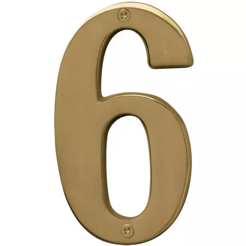 House Number- Solid Brass- 5" High- "6"- Polished Finish