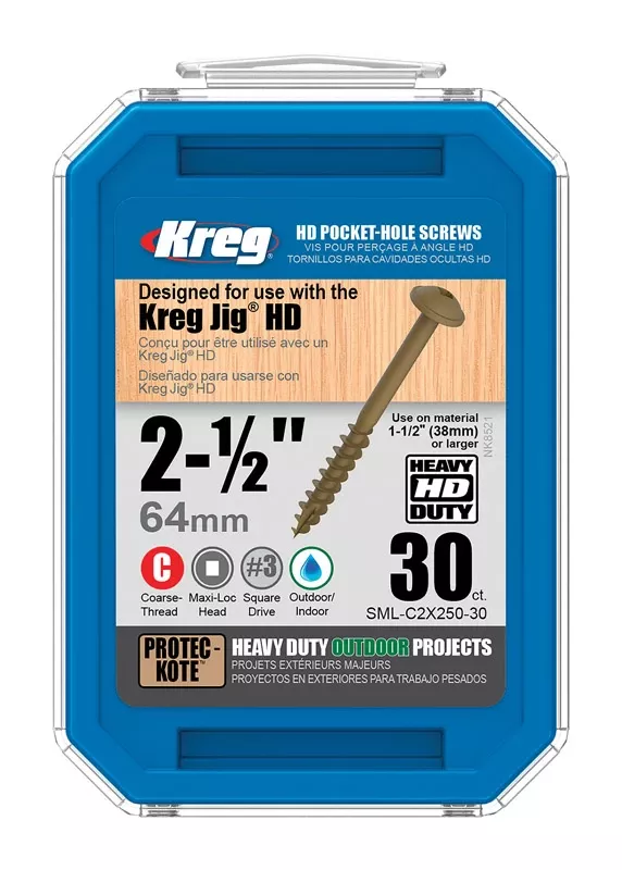 Kreg No. 14 X 2-1/2 In. L Square Coarse Pocket-hole Screw 30 Pk