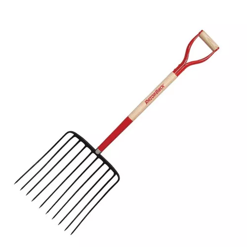 Manure Fork- 10 Tine- 14-3/4" Head- 30" Wood D Handle