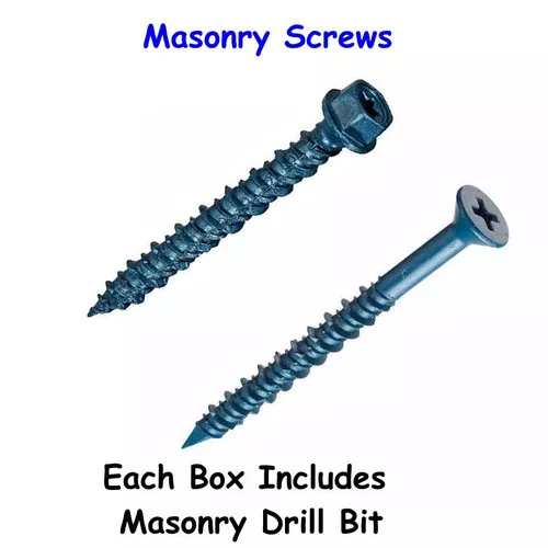 Masonry Screw- Flat Head- 3/16" x 2 3/4"- 100 Pack