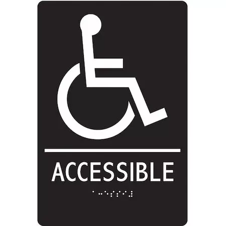 No Header, ACCESSIBLE, 6 in W x 9 in H, Vertical Rectangle, ABS Plastic