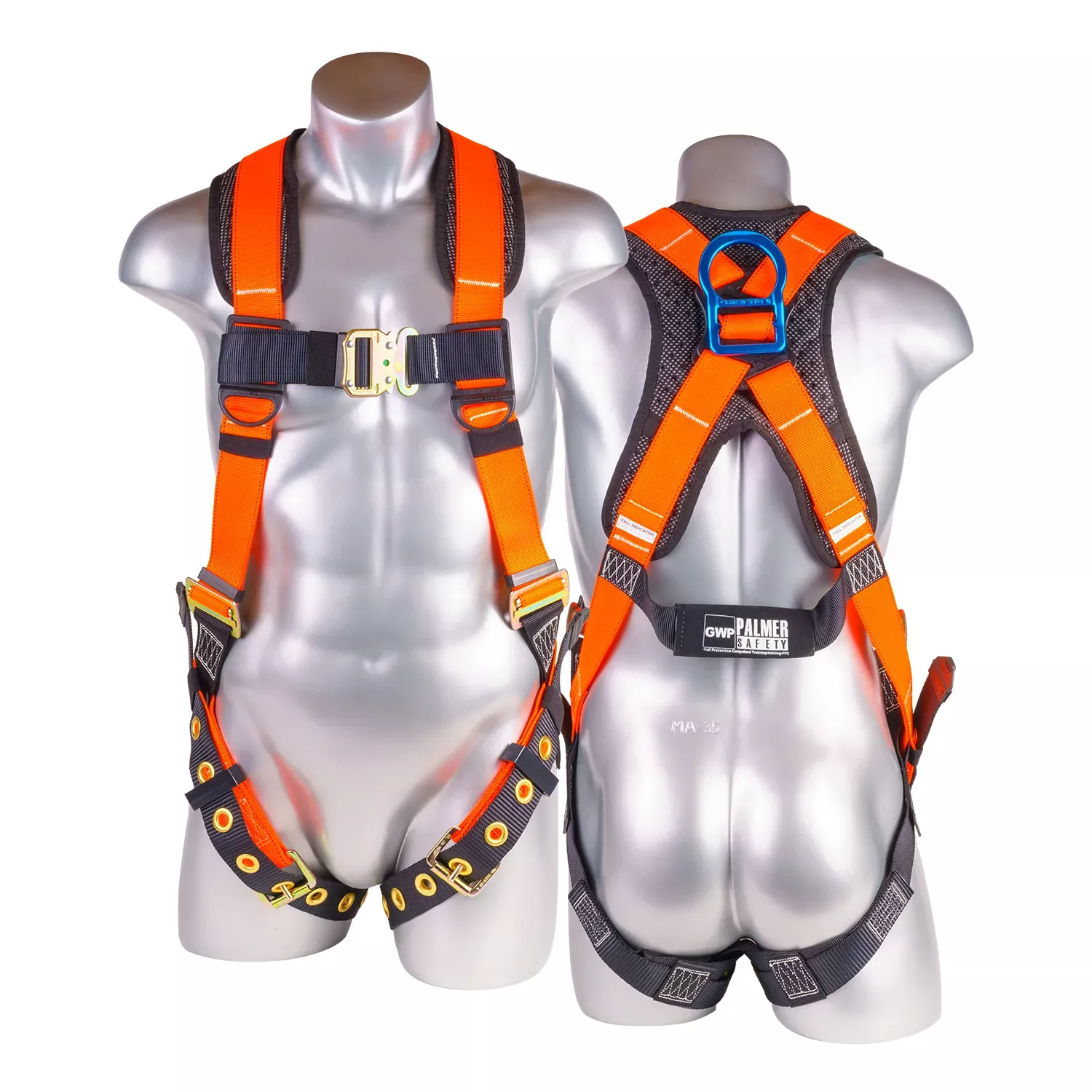 Palmer Safety Padded Hi Vis Orange Fall Protection Harness