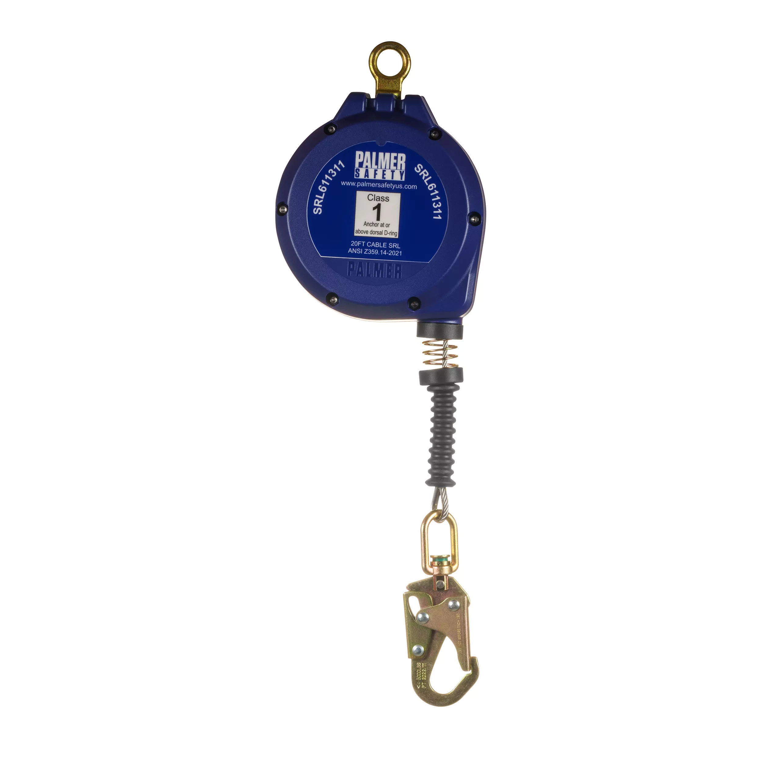 Palmer Safety SRD Self-Retracting Lifeline 20′ Galvanized Cable with Small Hook
