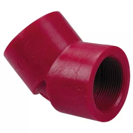 PVDF, 45 Elbow, 1 in NPT, 1 in NPT