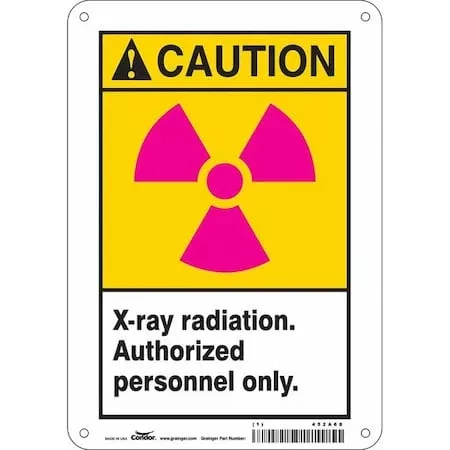 Radiation Sign, 10 in H, 7 in W, Vinyl, Horizontal Rectangle,452A68