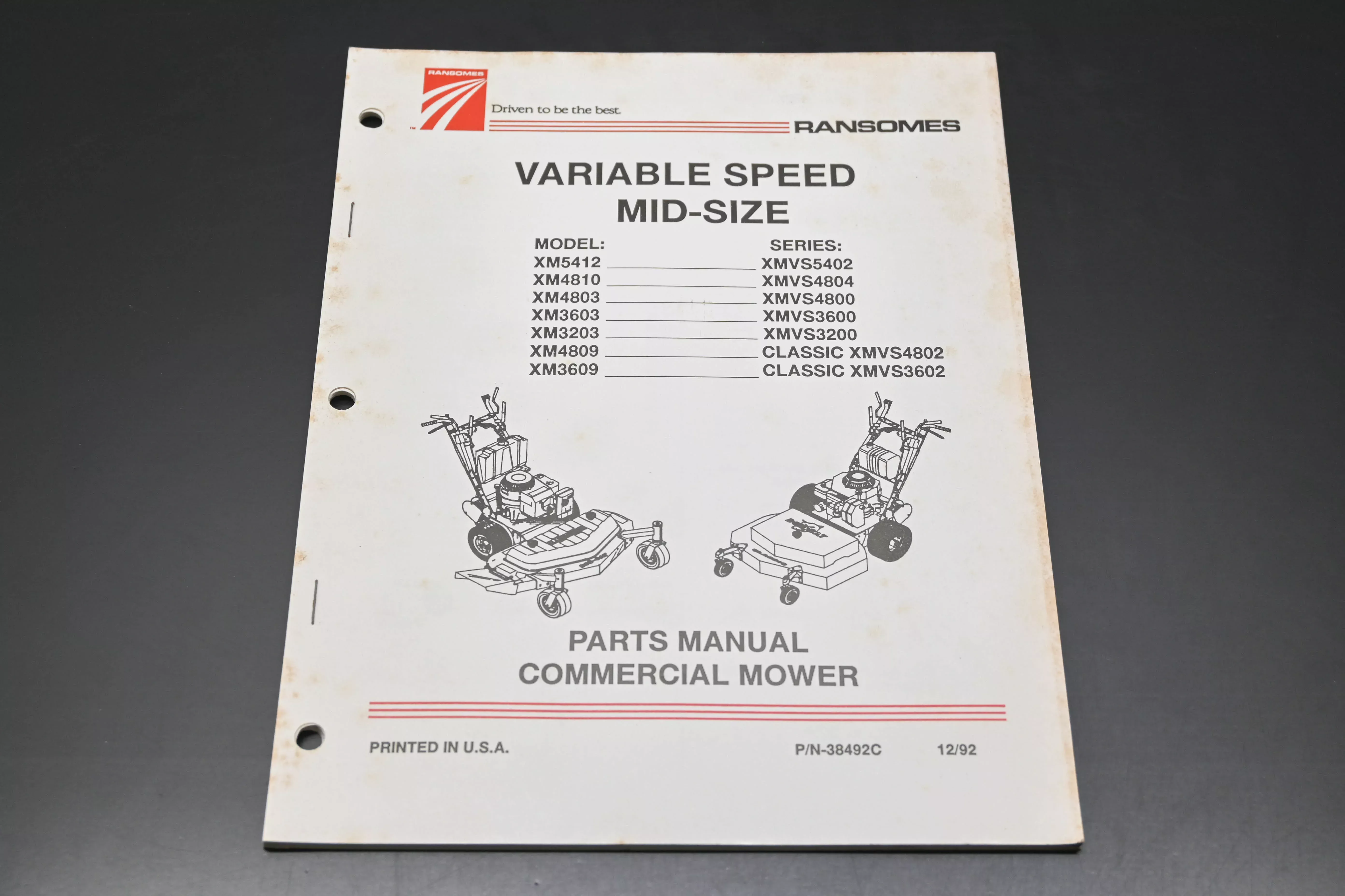Ransomes 38492C 92 Variable Speed Mid Size Mower Parts Manual