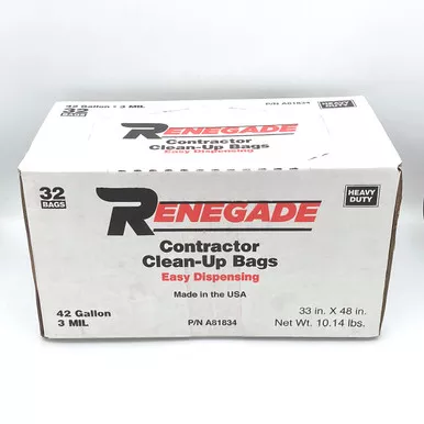 Renegade 3mil Contractor Trash Bags 42gal - 32ct