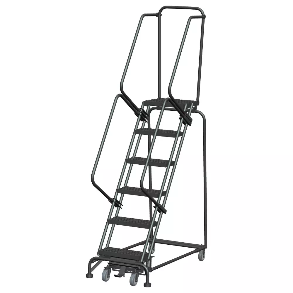 Rolling Ladder - Weight-Actuated - 6 Step, Handrails - Ballymore