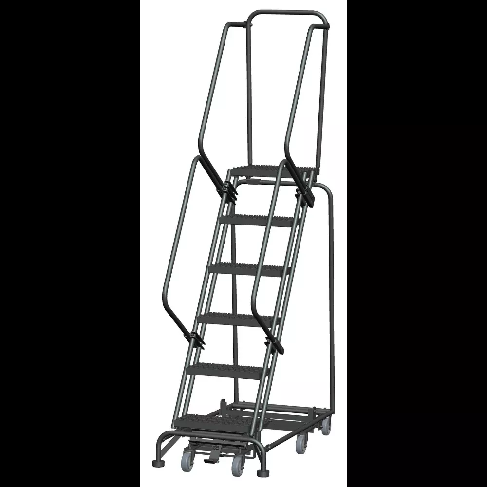 Rolling Ladder - Weight-Actuated, All Direction - 6 Step, Handrails - Ballymore