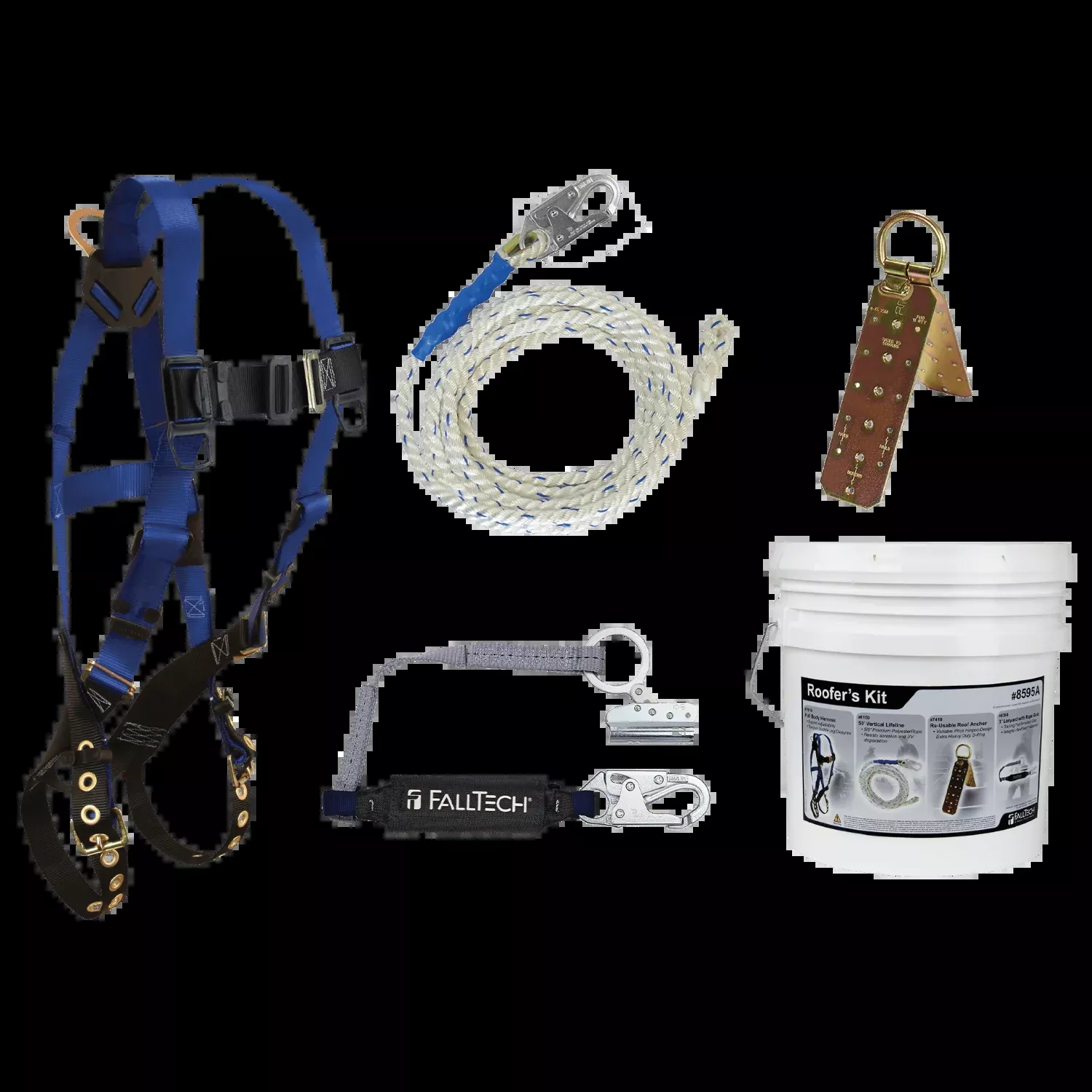 Roofer’s Kit with Hinged Reusable Anchor & Trailing Rope Adjuster – 8595A – FallTech