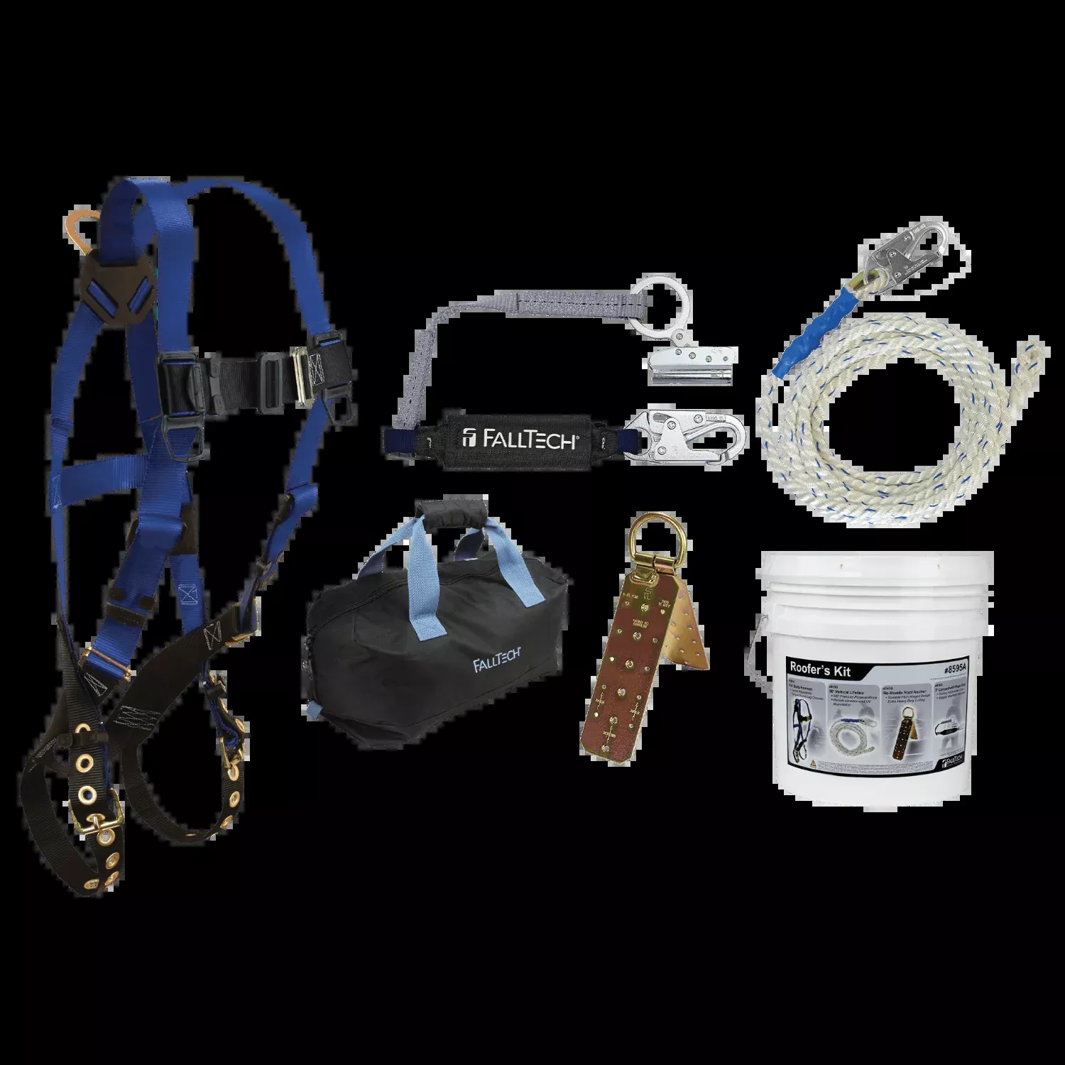 Roofer’s Kit with Hinged Reusable Anchor, Trailing Rope Adjuster & Large Bag – 8595RA – FallTech