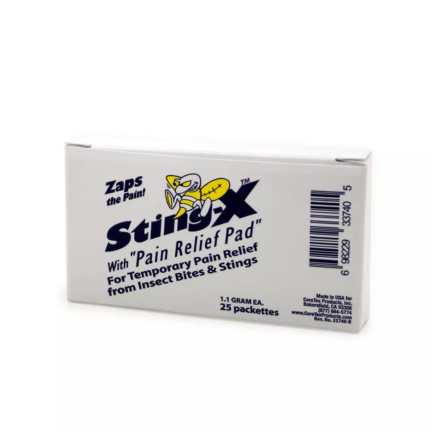 StingX Pain Relief Wipes, 25/box